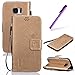 Produktbild Samsung Galaxy S7 Hülle,Galaxy S7 Hülle,Samsung Galaxy S7 Case Cover,EMAXELERS Samsung Galaxy S7 Hülle,Pure Dandelion Lover Muster Flip PU Leder Fold Wallet Beutel Kasten Synthetic PU Leder Wallet Magnet Design Flip Stehen Sie mit dem Standplatz Kreditkarte Identifikation Halter Hülle Schutzhülle für Samsung Galaxy S7 (2016),Gold Dandelion Lover