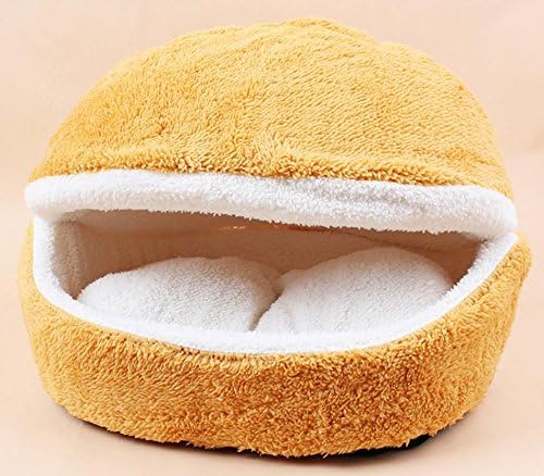 Pet nest small dog cat litter sleeping bag removable pet supplies dual use windproof warm pet burger nest 46 * 35 * 26cm , yellow