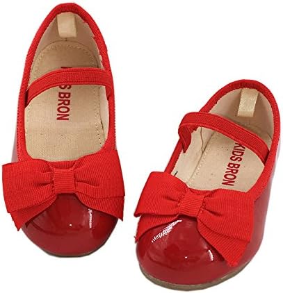 KIDS BRON Teen Girls Shoes Black/Navy/Red/Pink Bowknot Ballerina Flats School Shoes Size 10 For Party Dress Bridesmaid Wedding