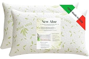 GM COPPIA Cuscini Letto Guanciali per Dormire Imbottiture Standard Antiacaro Anallergico Traspirante per letto Matrimoniale Singolo con Federa Aloe Lavabile Made in Italy