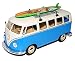 Produktbild VW Volkswagen T1 Blau Weiss mit Surfbrett Samba Bully Bus 1950-1967 1/24 Welly Modell Auto mit individiuellem Wunschkennzeichen