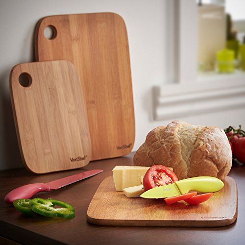 VonShef Dreiteiliges Schneidbretter-Set 100% Bambusholz - 2