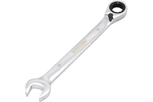 DAKCOS Reversibili chiave combinata a cricchetto 12 mm - chiave combinata metrica a cricchetto in CR-V con finitura cromata opaca