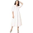 HIGH STAR Women's Cotton Pleated Maxi Casual Dress