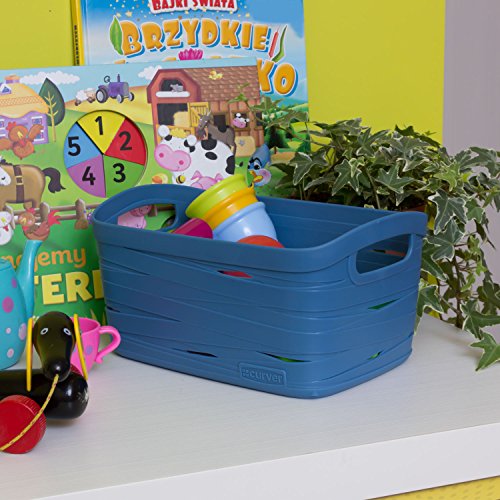 Curver Box Ribbon blau Korb 24 x 16 x 12,5 cm Aufbewahrungsbox Wäschekorb Dekobox Klammerkorb Kleinteile - 4