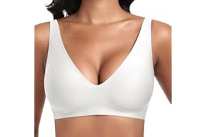 Jiuday Tiefer V Push Up BH ohne Bügel for Damen Bequemer BH für Große Brüste Starker Halt Seamless Soft Bra Bügelloser Gepolstert Nahtloser Glatter Bralette