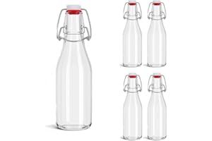 FIRMADIGARANZIA SRL Set 6 Pezzi Bottiglia Costolata vuota Acqua e vino Vintage Milly 500cc (Mezzo litro) Elegante MODERNO con Tappo Meccanico ermetico per Acqua Bevande Preparazione e conserva Cocktail