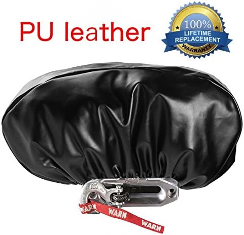PU Leather Winch Cover Waterproof, Dust-proof,UV &amp; Mildew-Resistant Winch Protective Cover for Winches 8,500 to 17,500 lbs, 22.5" W x 9.9” H x 6.3” D