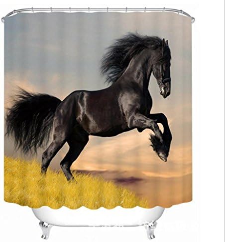 GFYWZ 3D Dark horse Running Visual space Three-dimensional Digital printing Polyester Fabrics Waterproof and mildew Shower curtain , 165*180cm