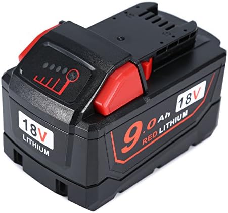Rechargeable Battery, 18V 9.0Ah Li-ion Battery Replacement for Milwaukee M18 M18B 48-11-1820 48-11-1850 48-11-1828 48-11-1815 powertool battery, Can be Charged by Slide Battery Charger, Non-original Milwaukee Brand - Topgio