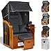 Produktbild Strandkorb Ostsee Bansin Einsitzer Modell AOGC, Korpus schwarz mit Schutzhülle, Strandkörbe aus Holz und Poly-Rattan ideal für Garten Terrasse Balkon, Premium Single Strandstuhl mit Abdeckhaube 90cm