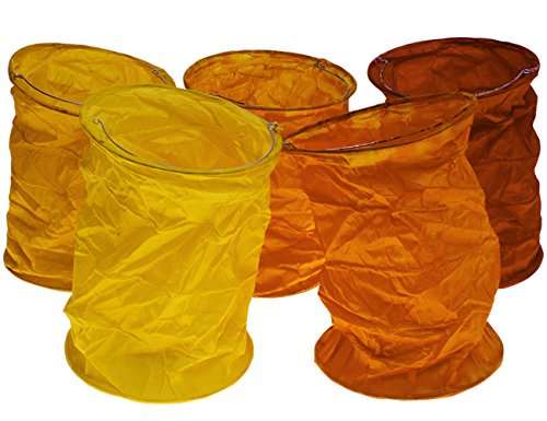 kadoh Papierlampions Set of 5 rot-orange (L) Deko Laterne Papierlampion Herbst Halloween