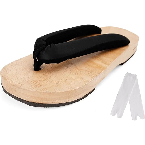 K-G-31 nero nero originale samurai giapponese geta sandalo in legno tabi calzini kimono infradito con tacco, Nero , Gr. 39-41