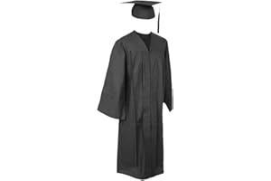 Robe Academicus Komplett-Set: akademischer Talar aus Baumwollmischware + Doktorhut mit Quaste und aktueller Jahrgangszahl