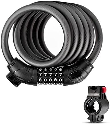 Bike Lock, Bike Lock Cable Security Cable Combination Bicycle Lock Chain Lock with 5-Digit Resettable Number and Mounting Bracket for Bicycle Scooter,1.8m