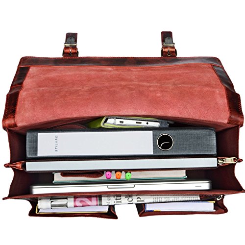 STILORD  Constantin  Vintage Lehrertasche Aktentasche Herren Damen B  rotasche Hauptfach f  r 15 6 Zoll Laptop Umh  ngetasche gro   Leder  Farbe kara 
