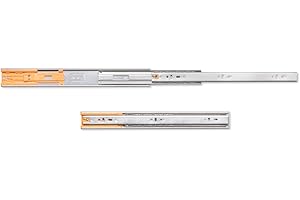 Emuca Prowadnice z łożyskiem kulkowym 45mm x 350 mm, Opakowanie 1 zestawu prowadnic o pełnym wysuwie z cichym domykiem