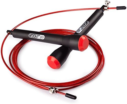 ELIT SPORT Skipping Rope - Super Comfortable Handle for Better Control - High Quality Ball Bearings - High Speed 2.5mm Steel Cable with PVC Coating - Ideal for Double Unders - Perfect for CROSSFIT, WOD , Boxing, MMA, Fitness, Kickboxing - Professional Rope for Men and Women (Pro Red)
