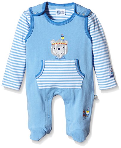 SALT AND PEPPER Baby Boys Crew Neck Long Sleeve Footies, Blue (milky blue 404), 0 - 3 Months