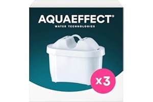 AQUAEFFECT MAX+ Wasserfilter-Kartusche 3 Stück I Kompatibel mit BRITA MAXTRA+ Wasserfilter-Kanne I Wasserfilterkartuschen gegen Chlor und Kalk I besserer Geschmack I 150L oder 30 Tage Filterleistung