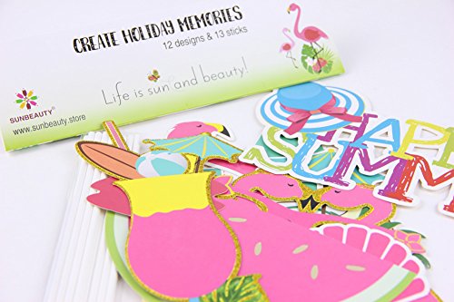 SUNBEAUTY Sommerfest Fotorequisiten 12er Set Booth Props Flamingo Foto Requisitenvon - 3