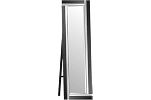 MirrorOutlet Modern Double Black Free Standing Mirror 5Ft X 1Ft3, 150cm x 40cm Cheval