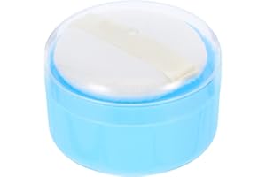 BEAVORTY Talcum Powder Puff Box With Applicator - Baby Powder Dispenser Container for Body Dusting - Blue