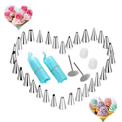 BOJIN Spritztüllen 38 Teiliger Set mit Spritzbeutel Blumennagel Dekoration Set perfekt für Kuchen Torten