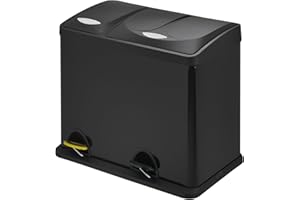 ‎SVITA SVITA TC2Combo26 Küchen-Eimer 26Liter Schwarz 8L+18L kombiniert doppelt Abfalleimer 2er-Mülleimer Mülltrennung Treteimer