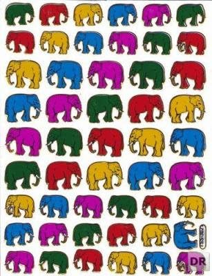 Elephant Colorful Animal sticker decal Metallic Glitter 1 sheet Dimensions: 13.5 cm x 10 cm