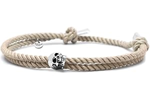 Nato Cuff - Totenkopf Skull Armband in Silber 925 - Mailänder Seidenkordel - Herren- oder Damenschmuck Handgefertigt in Frankreich