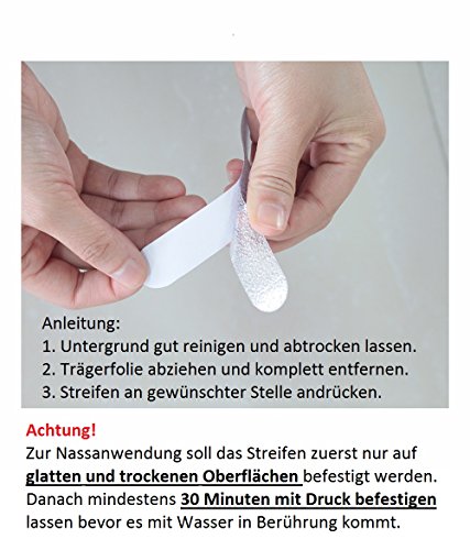 Antirutsch Streifen 20er Pack Bad Dusche Badewanne Fliesen Treppe Transparent Selbstklebend (20 x 2 cm) - 5