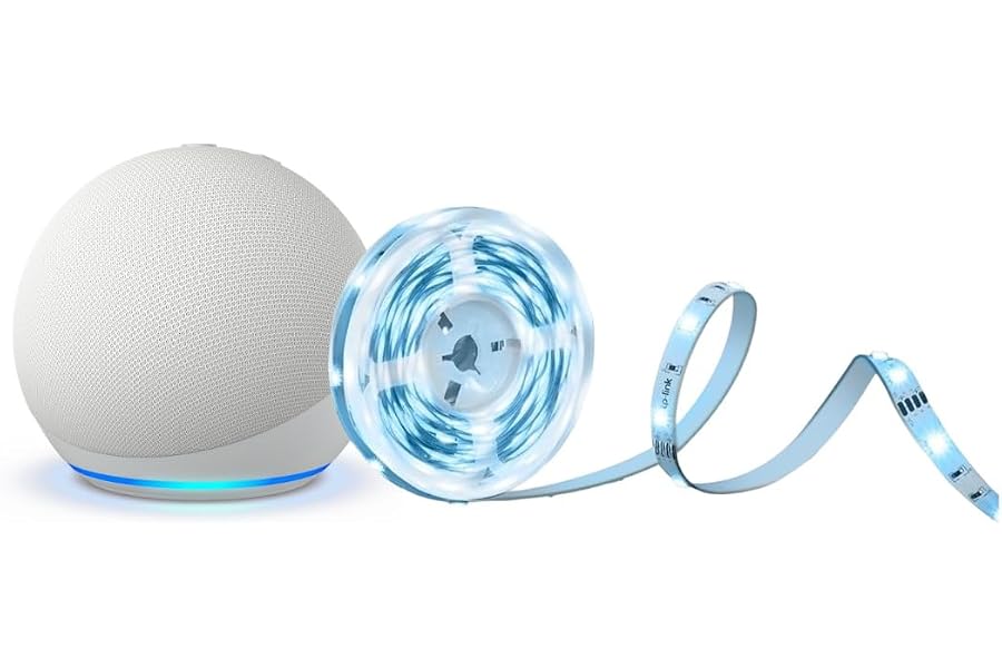 Echo Dot (Neueste Generation) mit Alexa+, Weiss + Tapo L900A-5 Smarter LED-Leuchtstreifen, 5m Mehrfarbig, Sprachgesteuer
