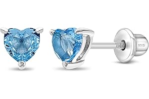In Season Jewelry Plata Fina 925 Pendientes con Cierre de Rosca en Forma de Corazón de Cristal de 4 mm Adorable regalo para Niñas, perfecto para ocasiones especiales o uso diario.