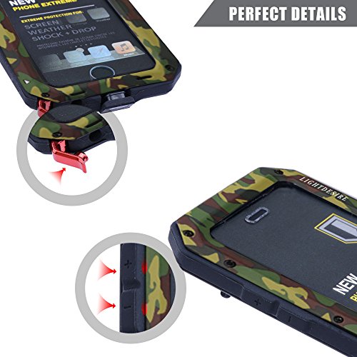 iPhone 5S SE Case,LIGHTDESIRE [Newest] Aluminum Alloy Army Camouflage
Metal Extreme Water Resistant Shockproof Military Bumper Heavy Duty
Cover Shell Case (For iPhone 5/5S/SE)
