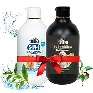 Hachiko:-Dog Shampoo & Puppy Shampoo - 5 in 1 Naturally Organic Dog Shampoo for Smelly Dogs Grooming Products for Dogs, Deshedding Shampoo for Dogs Pet Shampoo