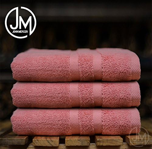 John Mercer Exclusive,100% Cotton (Zero Twist - Soft &amp; Thick), 550GSM,3 Piece Towel Set (Bale), 1 Hand Towel, 1 Bath Towel &amp; 1 Bath Sheet, Blush (Hot Pink)