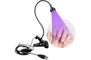 ASENTER Lampe UV Sèche Ongles Gel pose Americaine, pour Colles Ongles, Mini Gooseneck Lamp pour le Durcissement de la Résine, USB 5W LED Ultraviolette Lumière Violette avec Clip