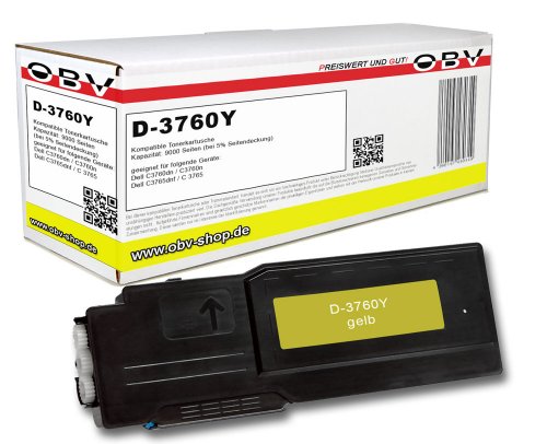 Kompatibler Toner für Dell C3760 / C3765 ersetzt 593-11120 , gelb, 9000 Seiten