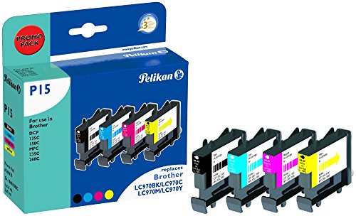 Pelikan Druckpatronen PromoPack P15 ersetzt Brother LC970VAL, BK/C/M/Y