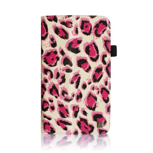 Fintie Samsung Galaxy Tab 3 7.0 (7 Zoll) SM-T210 SM-T211 Hülle Case – Slim Fit Folio Bookstyle Kunstleder Schutzhülle Cover Tasche mit Ständerfunktion und Stylus-Halterung, Leopard Pink - 3