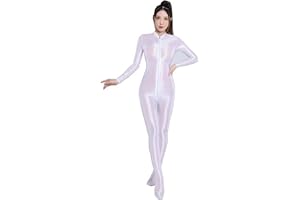 Yaaapiy Woman's yoga dance Skin Tight Unitard High Neck Long Sleeve Zipper Footed Bodysuit