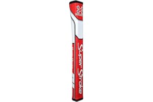 SUPER STROKE SuperStroke Traxion Pistol GT 1.0 Putter Grip | Improves Feedback and Tack, Enhances Feel and Comfort, No-Taper Technology, 10.50” in Length, Weighs 83g| White/Grey/Red (71200)