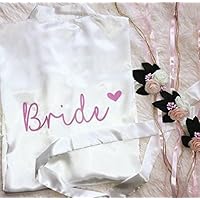 Morgenmantel Weiß Braut Brautjungfer Name - komplett personalisierbar