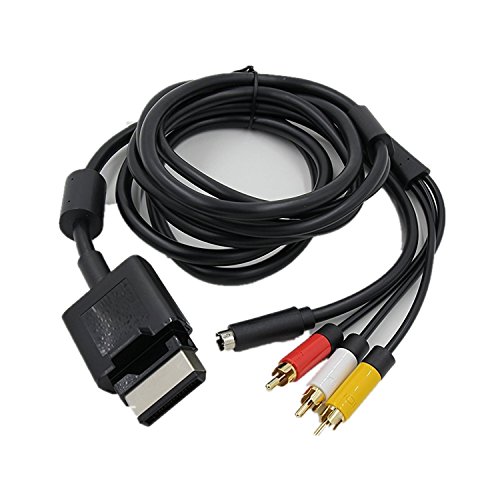 KUYiA AV Component Cable, High Resolution AV to S-Video RCA Audio Video Lead, Premium HD Gaming Cord Compatible with Microsoft Xbox 360 E Console Video Game, Blue-ray DVD Player HD TV and More