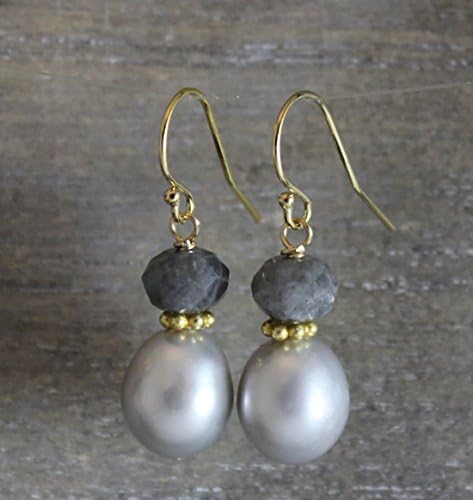 Labradorite Cultured Freshwater Pearl 14kt Gold Filled Drop Earrings