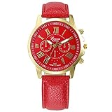 Frauen Uhren Mode Genf römischen Ziffern Kunstleder analoge Quarz Leather Armbanduhr Damen Modisch Armbanduhren Für Frauen Geschenke Einstellbar Uhrenband