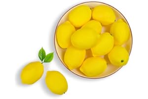 Zuxbolf 12 Piezas Limones Artificiales.Frutas Falsas de Plástico Fruta Falsa Realista Amarillos Limon Artificiales Limones Falsos para Decoración de Interiores para Hogar, Cocina, Guirnalda de Frutas