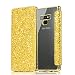 Produktbild Lederhülle für Samsung Galaxy Note 9 2018 Hülle Glitzer PU Leder Flip Etui mit Silikon Transparent TPU Weich Case, Coollee 360 Grad Ultra Dünn Ledertasche im Book Style Klapphülle Brieftasche Kunstleder Handyhülle mit Ständer Kickstand Card Slot Karteneinschub Magnetic Handytasche Zubhör Schale Vorne Hinten Ganzkörper Schutz Mädchen 3D Bling Strass Kristall Glänzende Cover Stoßfest Bumper, Gold