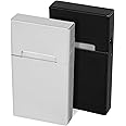BOZILY 2 Pcs Cigarette Case, Aluminum Cigarette Box Holder Lightweight Cigarette Box for Whole Package 10cm Cigarettes 20Pcs Men and Women(Silver & Black)
